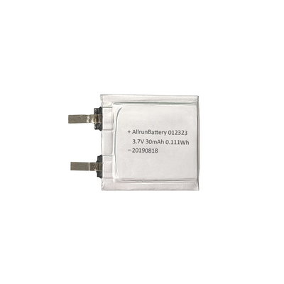 3.7V 30mAh LiPo-batterij 1 mm ultradunne Li-polymeer batterijcel 012323
