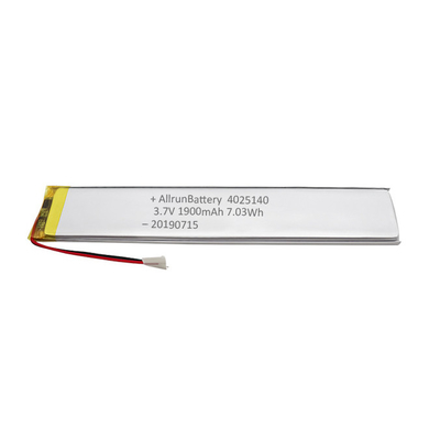 1900 mAh 3,7 V aangepaste LiPo-batterij Ultra smal oplaadbaar Hoge betrouwbaarheid
