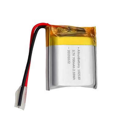 Oplaadbare aangepaste lichtgewicht LiPo-batterij 3,7 V 700mAh 102530