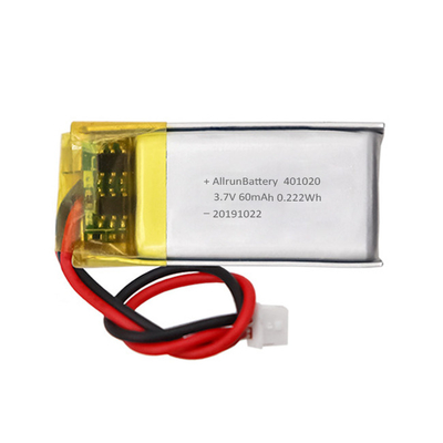 Licht oplaadbare Custom Mini LiPo batterij 3,7 V 60mAh 401020