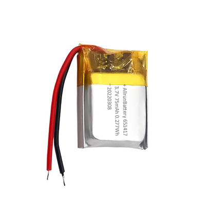 Dunne IoT-batterijset Oplaadbare aangepaste 3,7 V 75mAh LiPo-batterij 651417