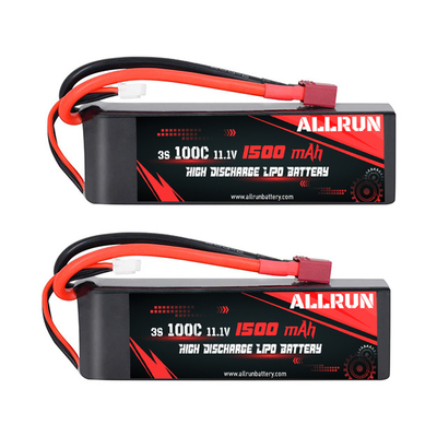Oplaadbaar LiPo-batterijpak met hoge ontlading 100C 1500mAh 3S 11.1V