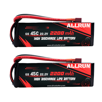 Medische apparatuur 45C 6S 22.2V 2200mAh LiPo-accu met hoge ontlading
