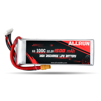 C-tarief LiPo-batterijpak met hoge ontlading 100C 1500mAh 6S 22.2V