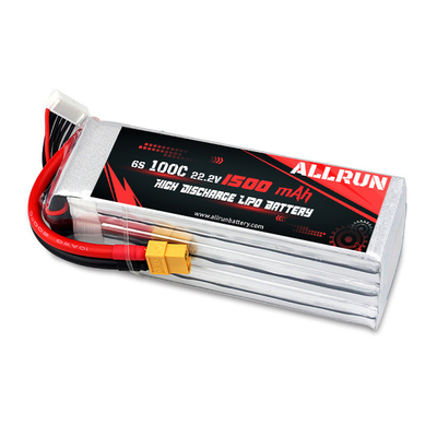 C-tarief LiPo-batterijpak met hoge ontlading 100C 1500mAh 6S 22.2V